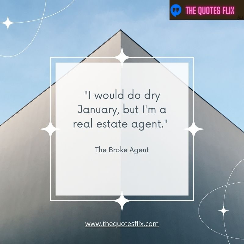 funny real estate quotes – i would do dry january but i am real estate agent