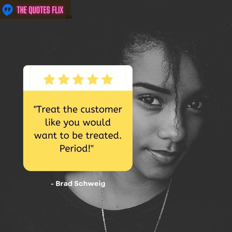 best customer service quotes - treat customer like would want - brad schweig