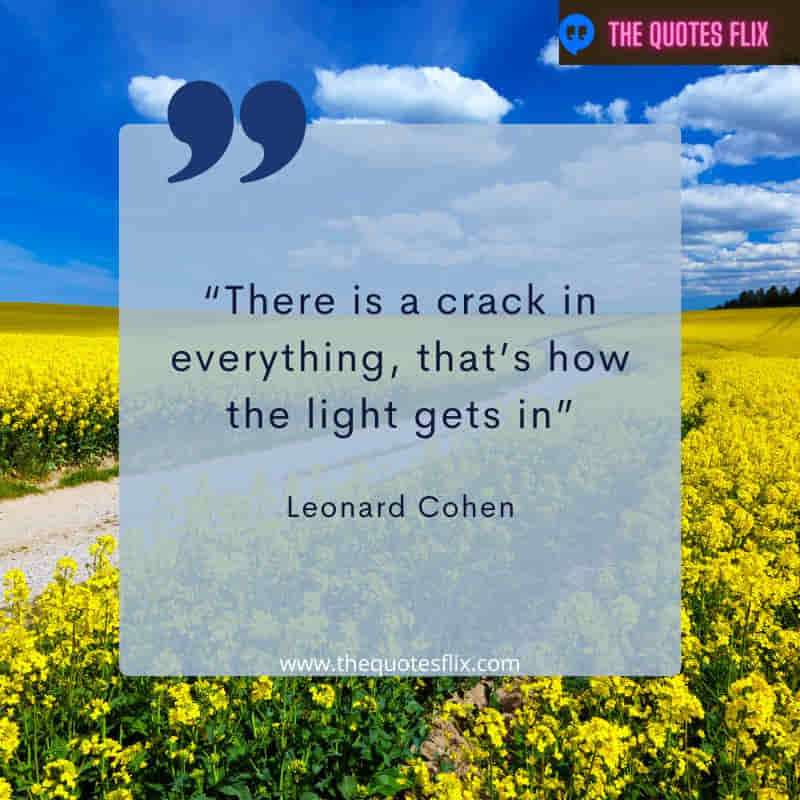 motivational mental health quotes – there is a crack in everything, that's how the lights get's in