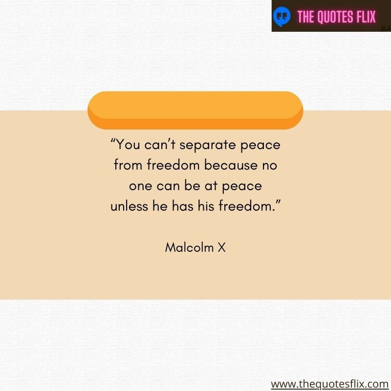 quote from black leaders – you can't seprate peace from freedom because no one