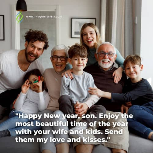 happy new year quotes for son – son beautiful wife kids love kisses