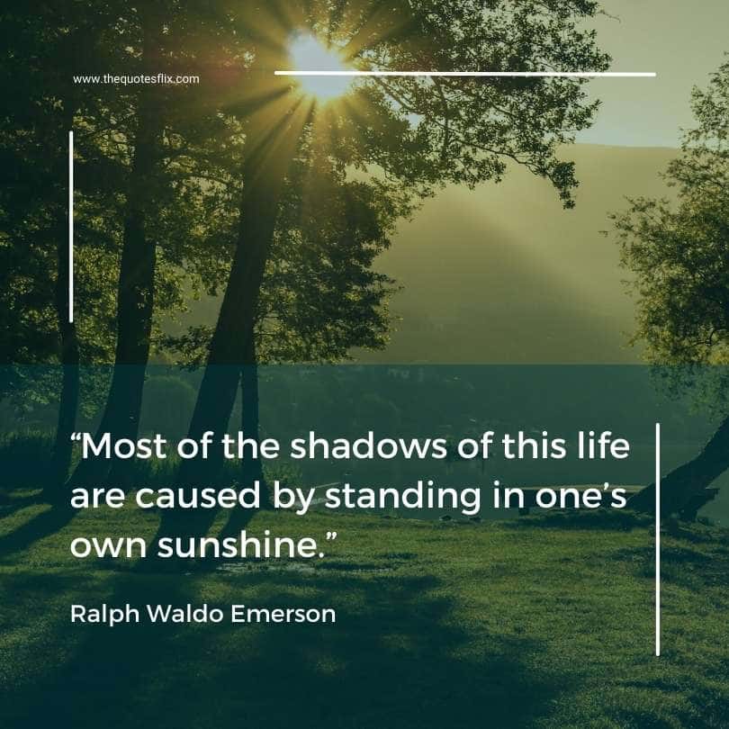 ralph waldo emerson quotes on life - shadows of life cause standing in own sunshine