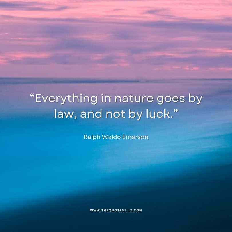 ralph waldo emerson quotes on nature - nature goes by law not by luck
