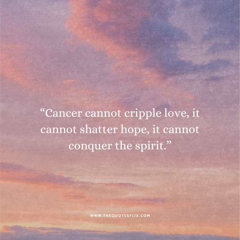 cancer sucks quotes - cancer cannot cripple love cannot shatter hope