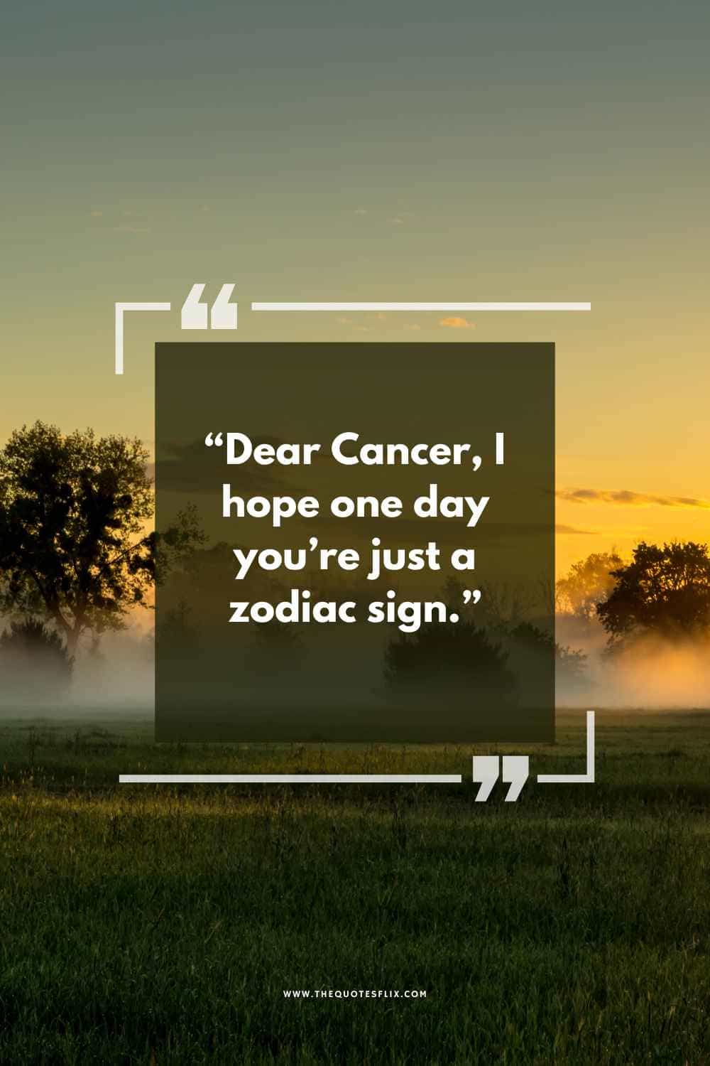 inspiratioinal cancer quotes - dear cancer hope one day youre just zodiac sign
