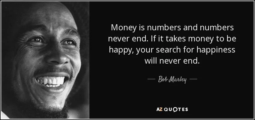 Money is numbers and numbers never end bob marley quotes
